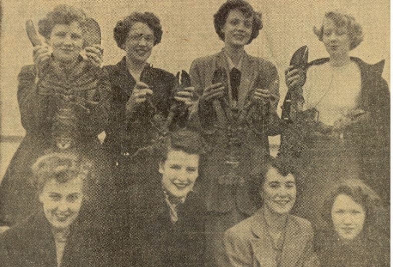1950 newspaper clipping of Queen of the Lobster Carnival contestants